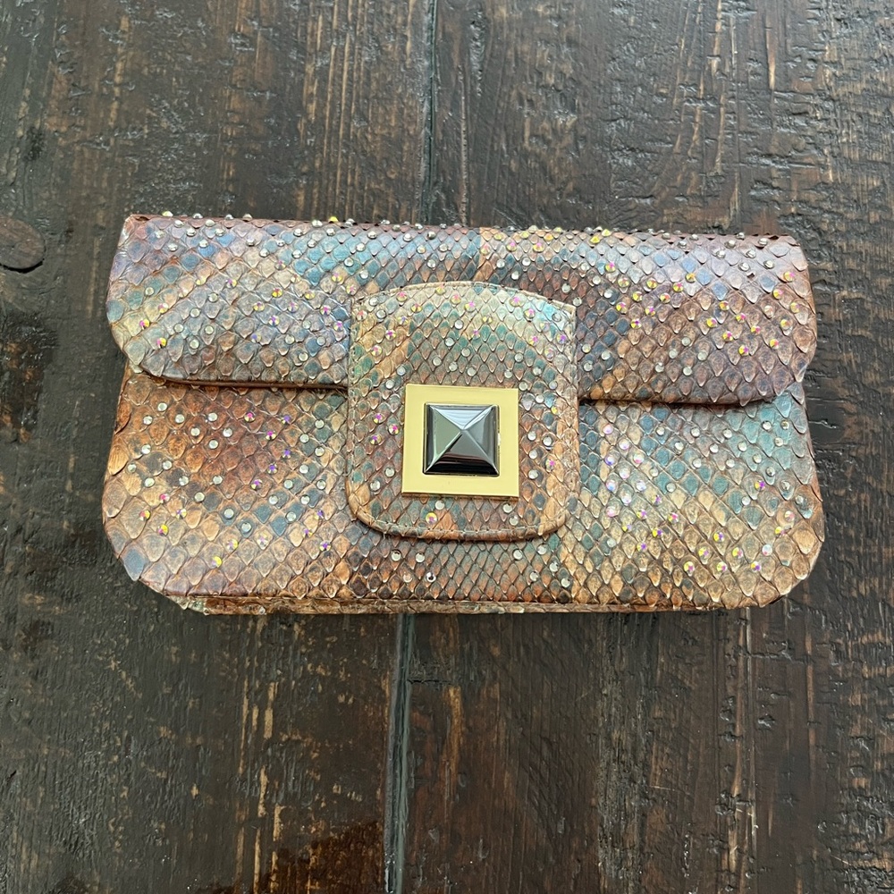 Chic Multicolor Snakeskin Clutch